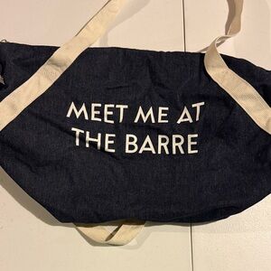 Meet Me At The Barre Canvas Tote - Navy with Cream Straps